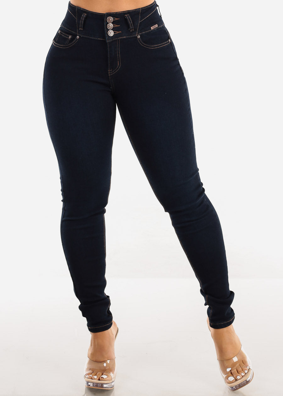 Butt Lift High Waist Skinny Jeans Dark Blue