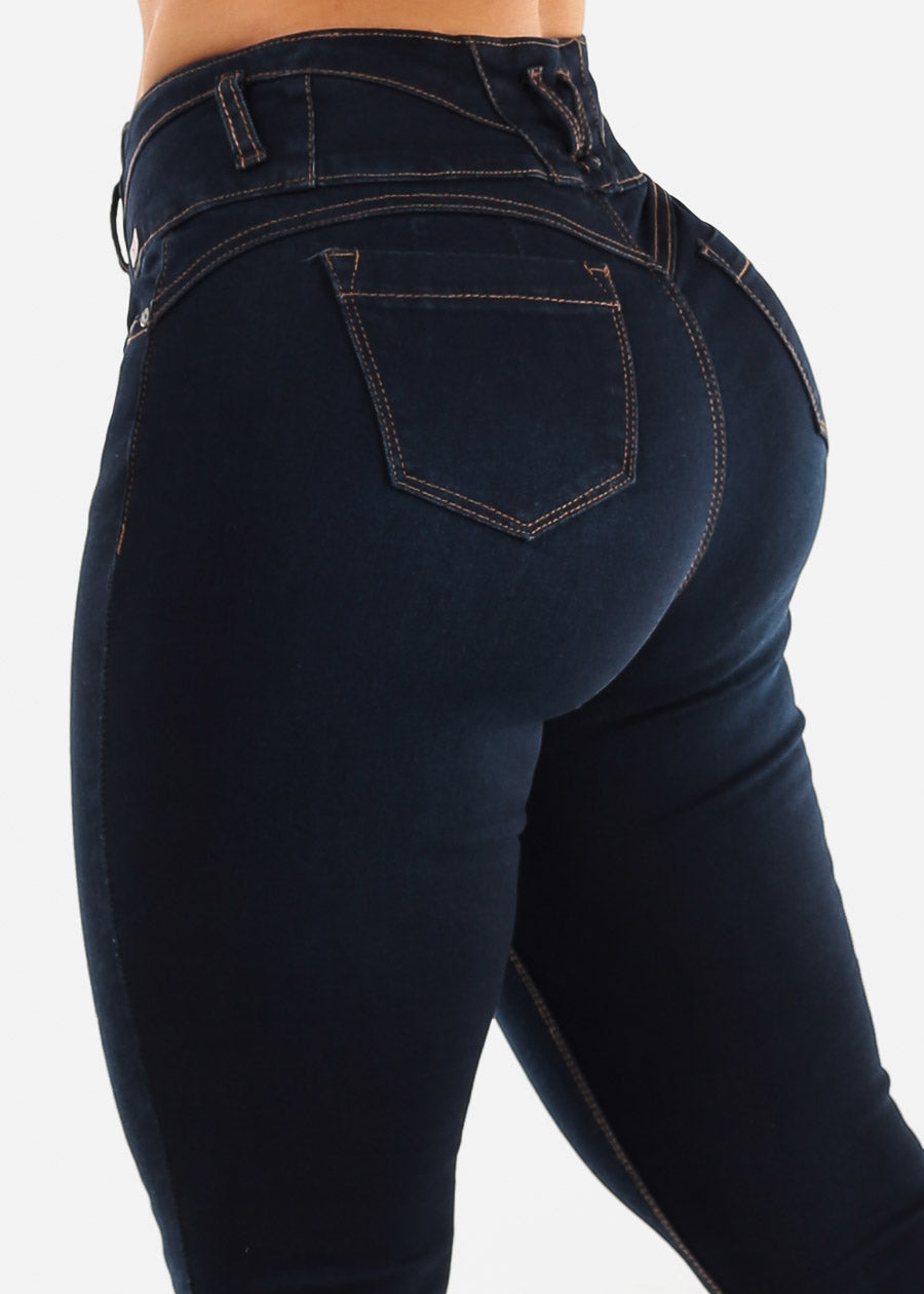 Butt Lift High Waist Skinny Jeans Dark Blue