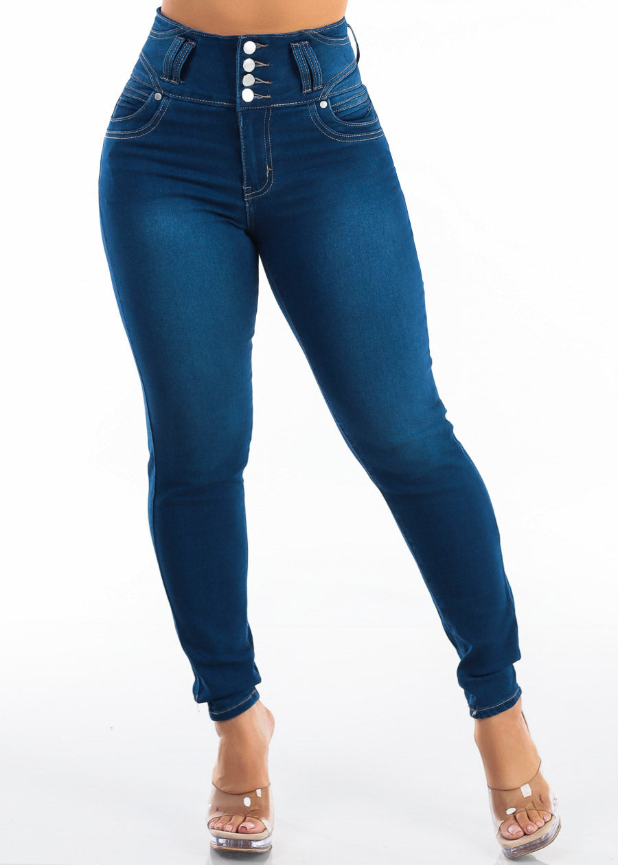 Butt Lift Super High Waist Stretch Skinny Jeans Indigo, view 3 of 7