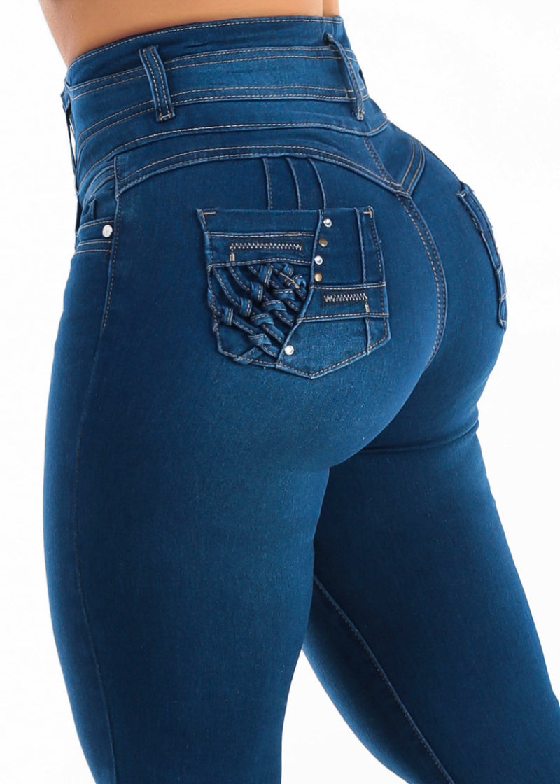 Butt Lift Super High Waist Stretch Skinny Jeans Indigo