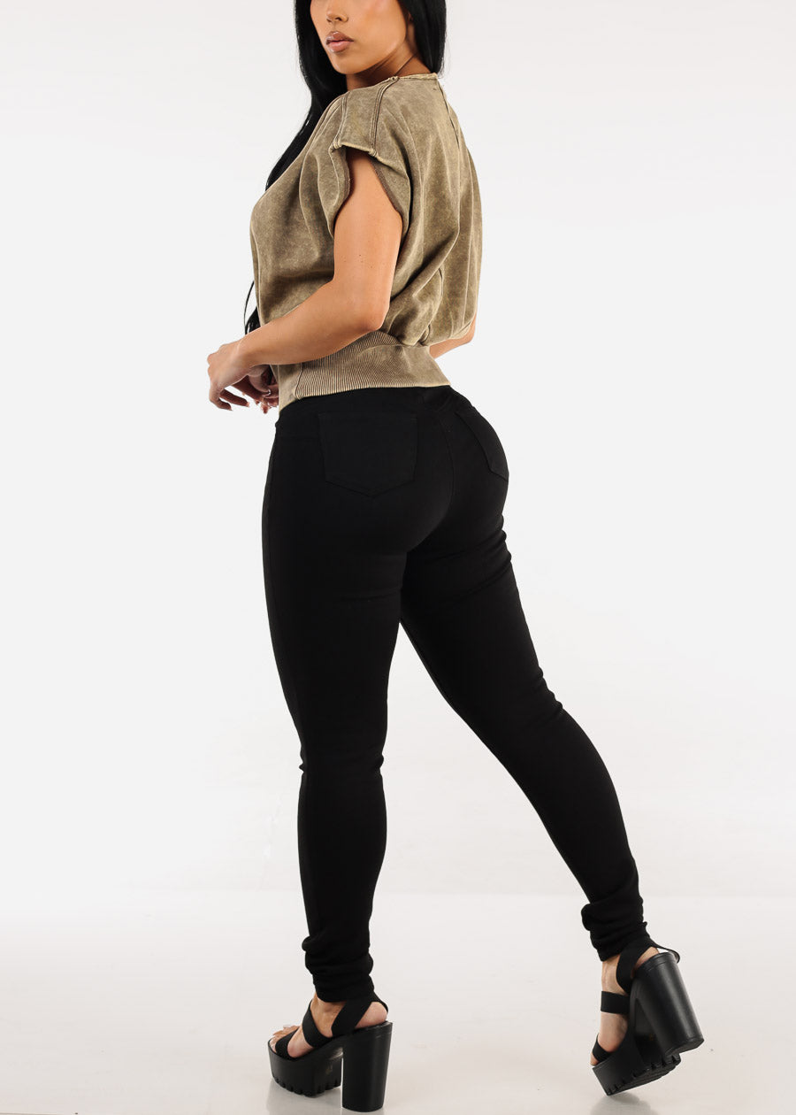 Butt Lift High Waist Black Skinny Jeans