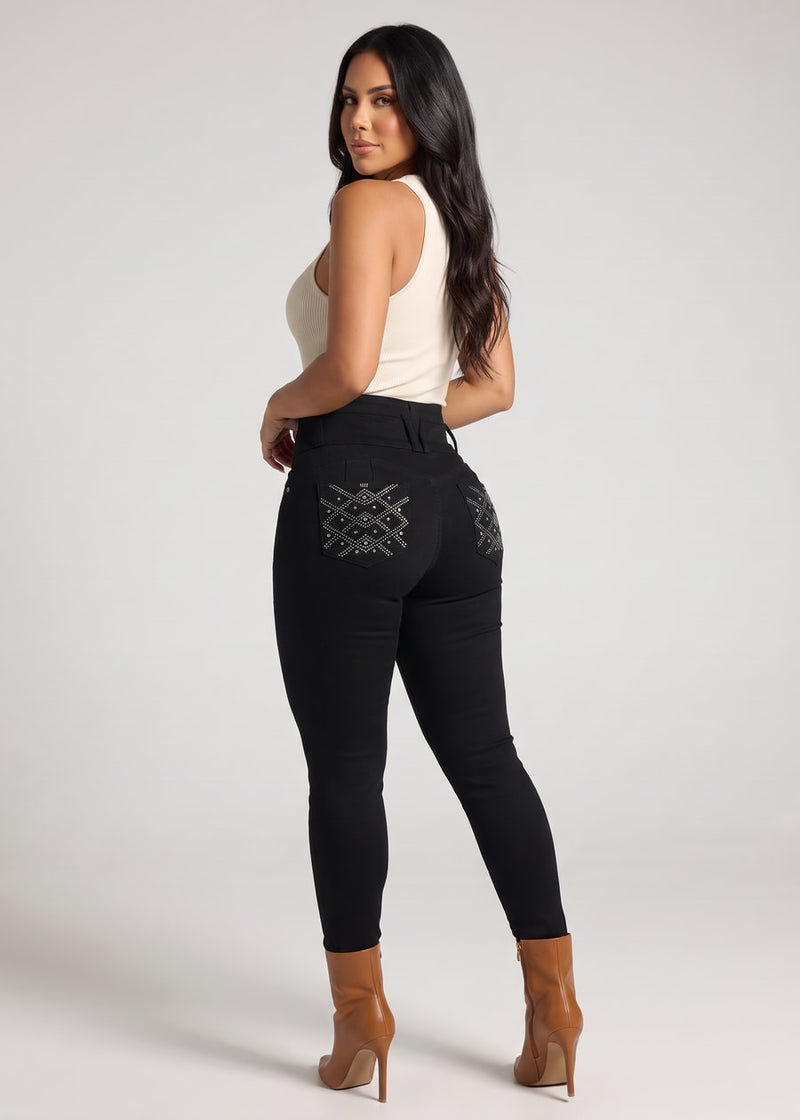 Levantacola Super High Waist Black Skinny Jeans