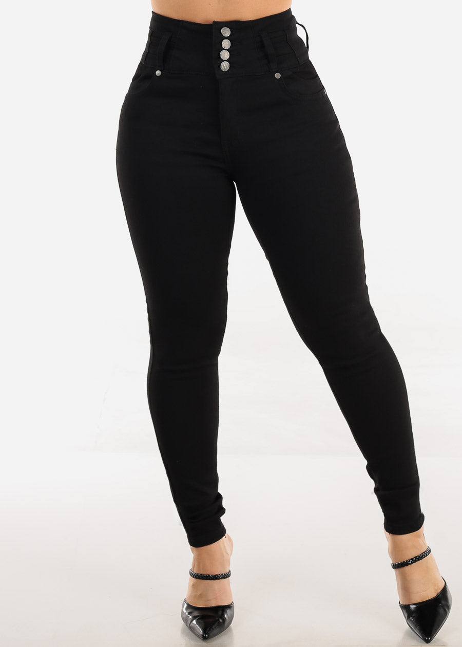 Levantacola Super High Waist Black Skinny Jeans, view 5 of 9