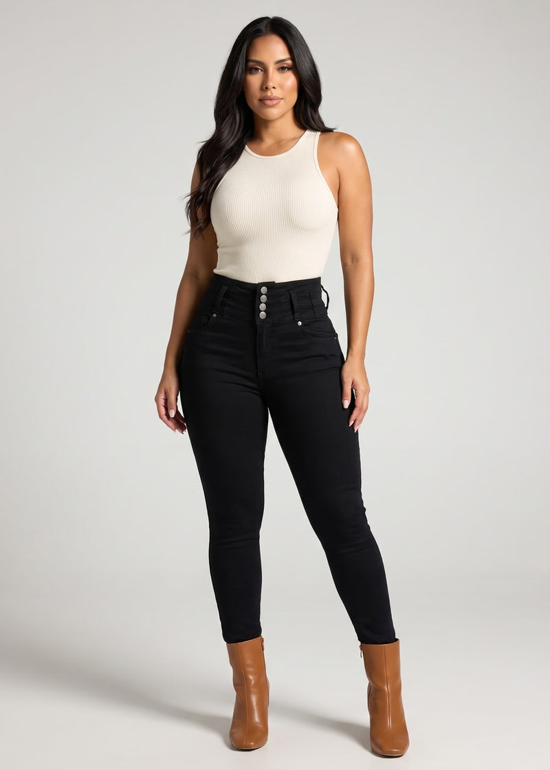 Levantacola Super High Waist Black Skinny Jeans