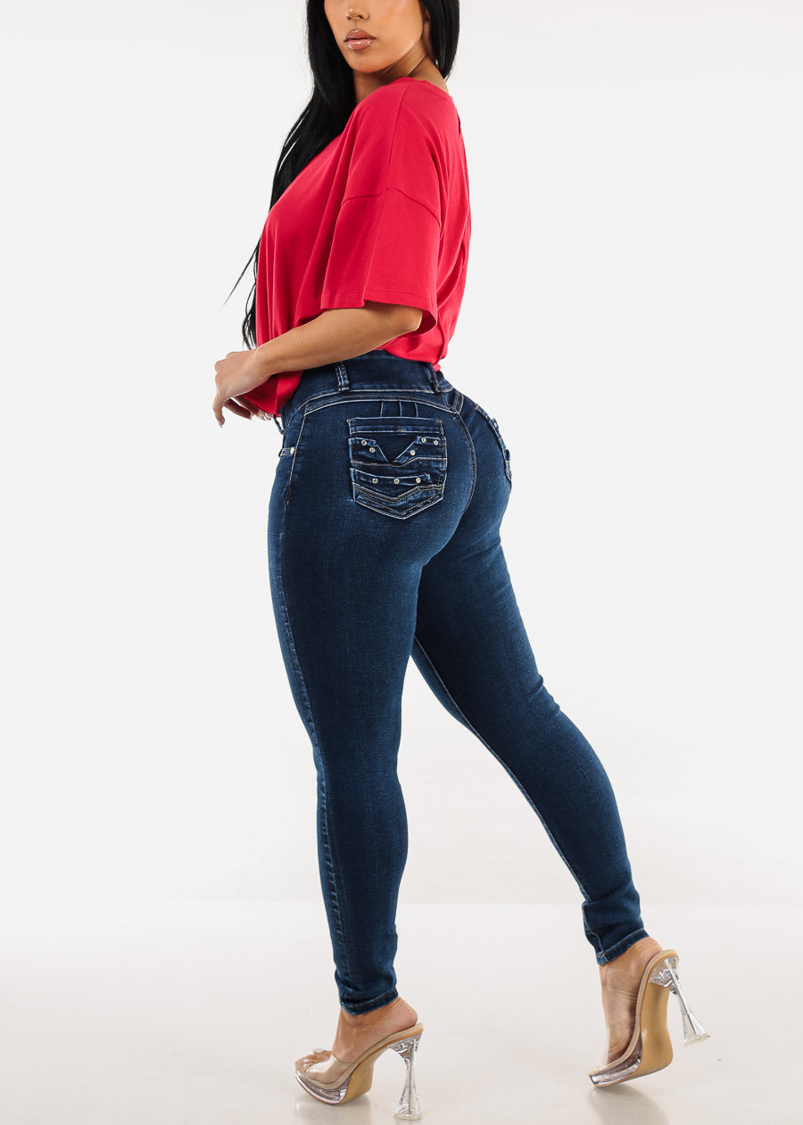 Butt Lift High Waisted Dark Skinny Jeans