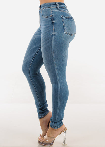 Stretchy Classic High Waisted Skinny Jeans Light Wash