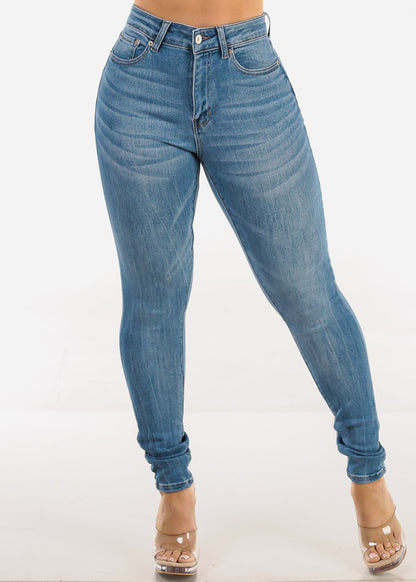 Stretchy Classic High Waisted Skinny Jeans Light Wash