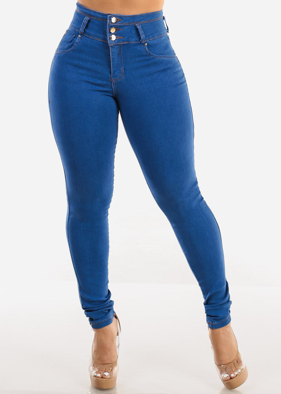 Butt Lift Super High Waist Blue Skinny Jeans