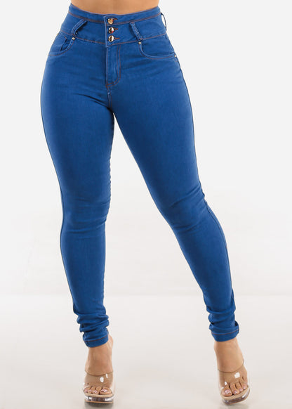 Butt Lift Super High Waist Blue Skinny Jeans