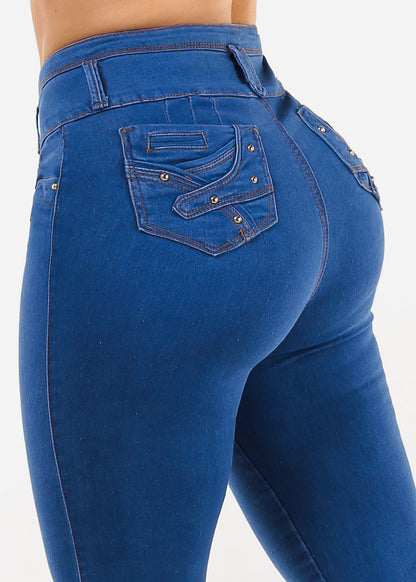 Butt Lift Super High Waist Blue Skinny Jeans