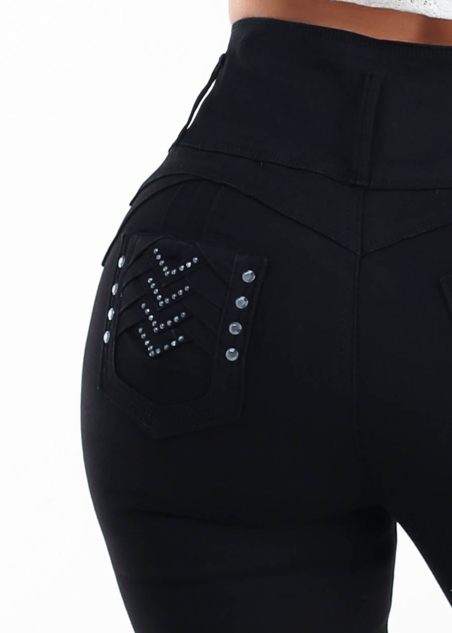MX JEANS Butt Lift Super High Waist Black Stretch Skinny Jeans