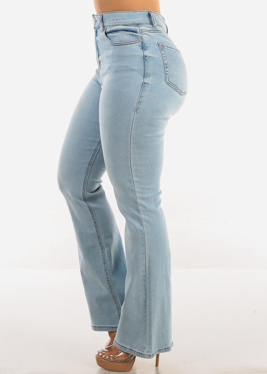 Super High Waist Butt Lift Bootcut Jeans Light Wash