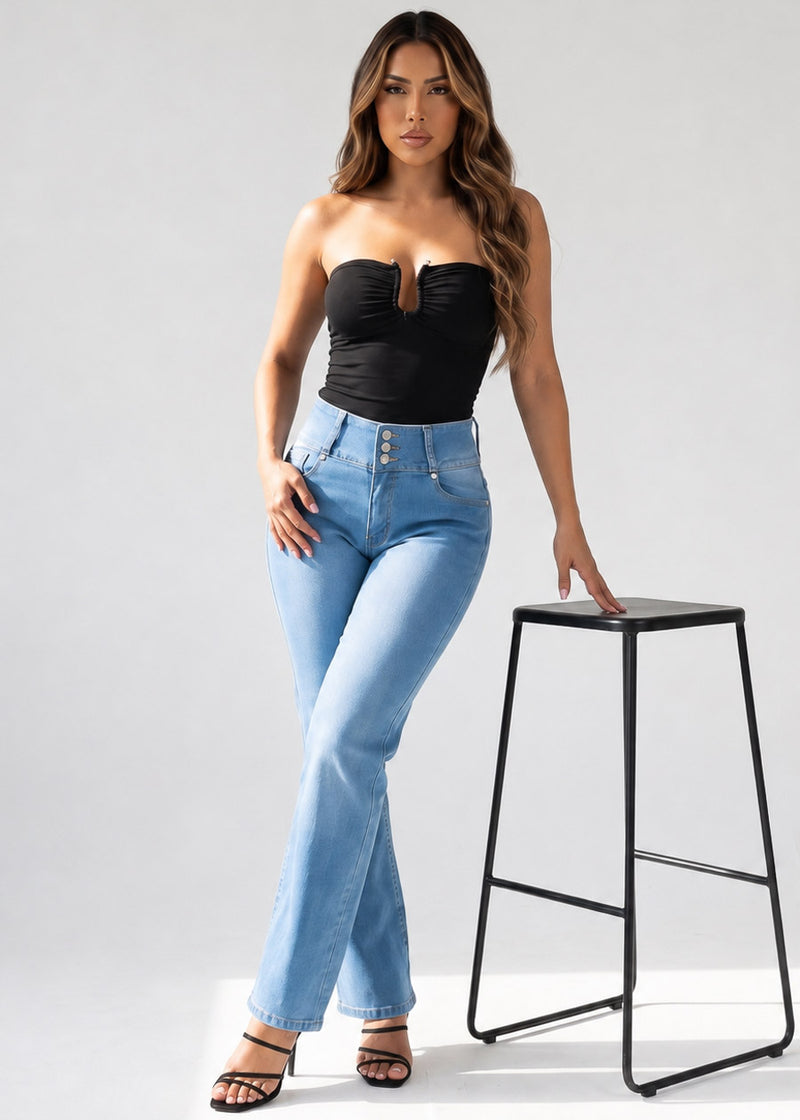Strapless Plunge Neckline Stretch Crop Top Black