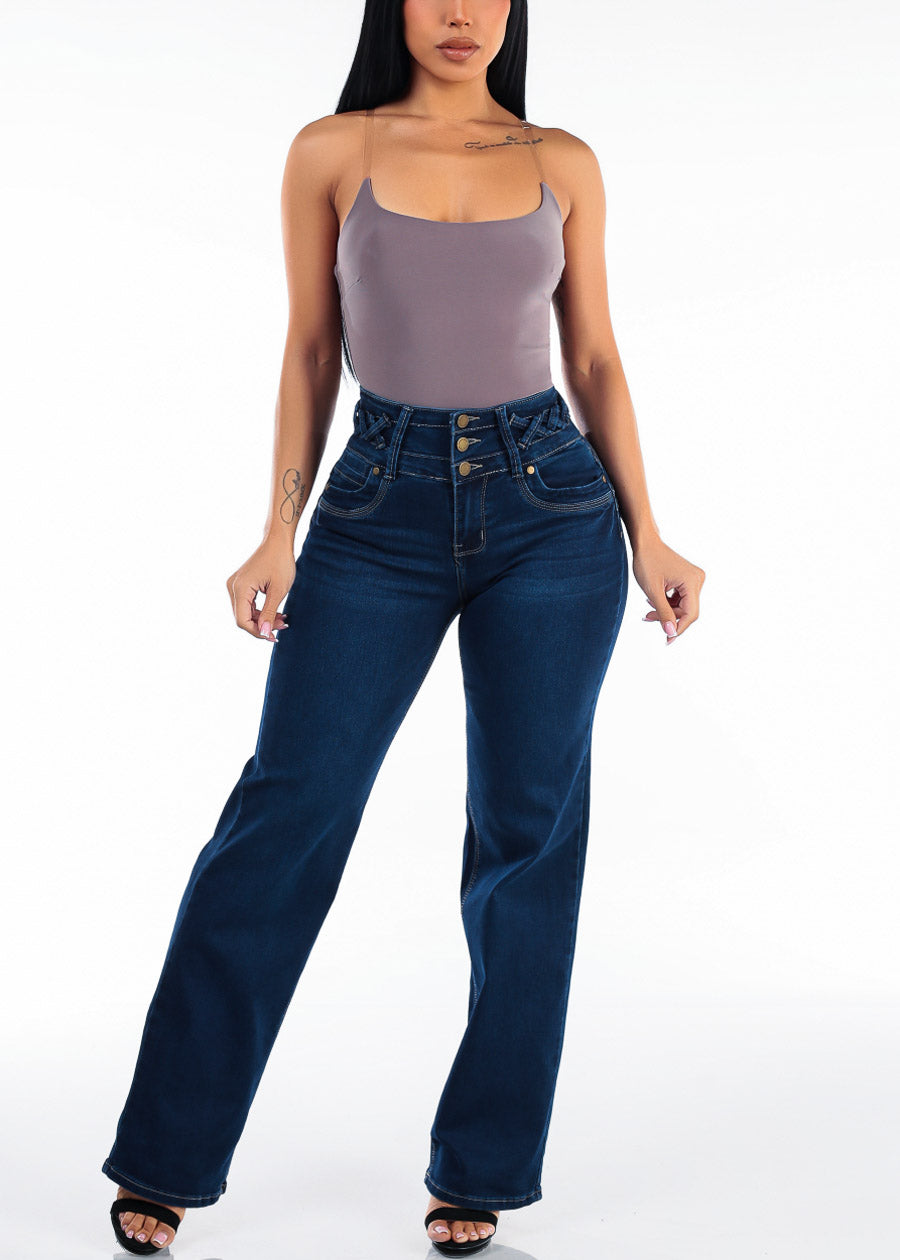 Clear Straps Scoop Neck Stretch Bodysuit Mocha