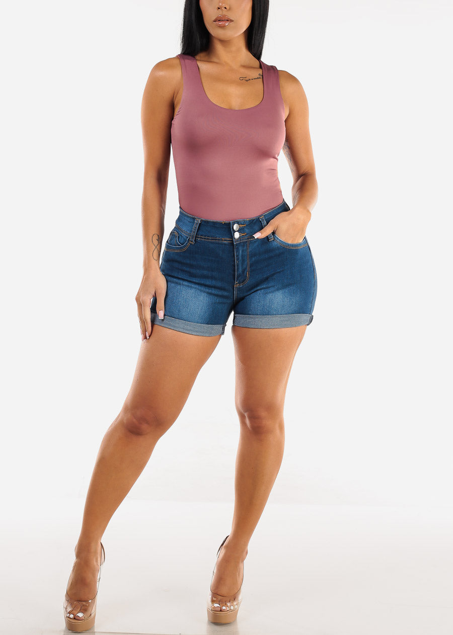 Sleeveless Double Layered Scoop Neck Top Mauve