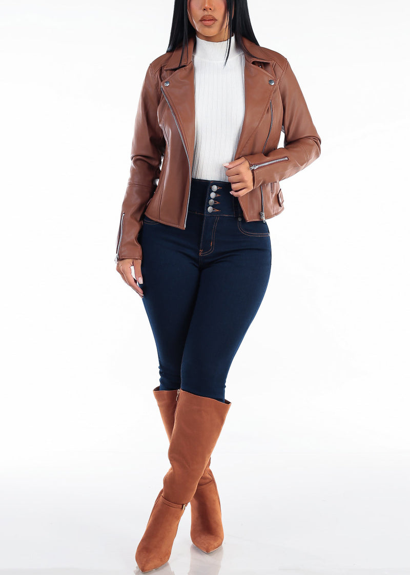 Ribbed Long Sleeve Mock Neck Sweater Off White