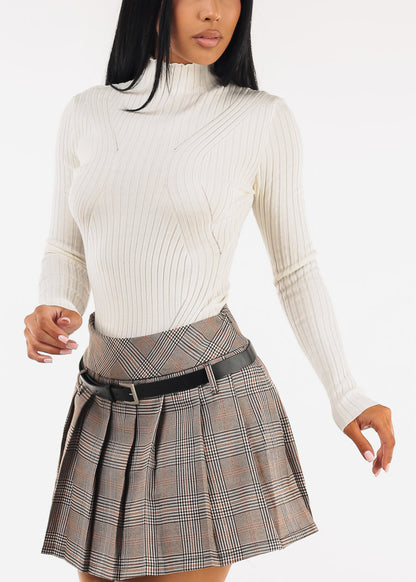 Long Sleeve Turtleneck Sweater Bodysuit Ivory