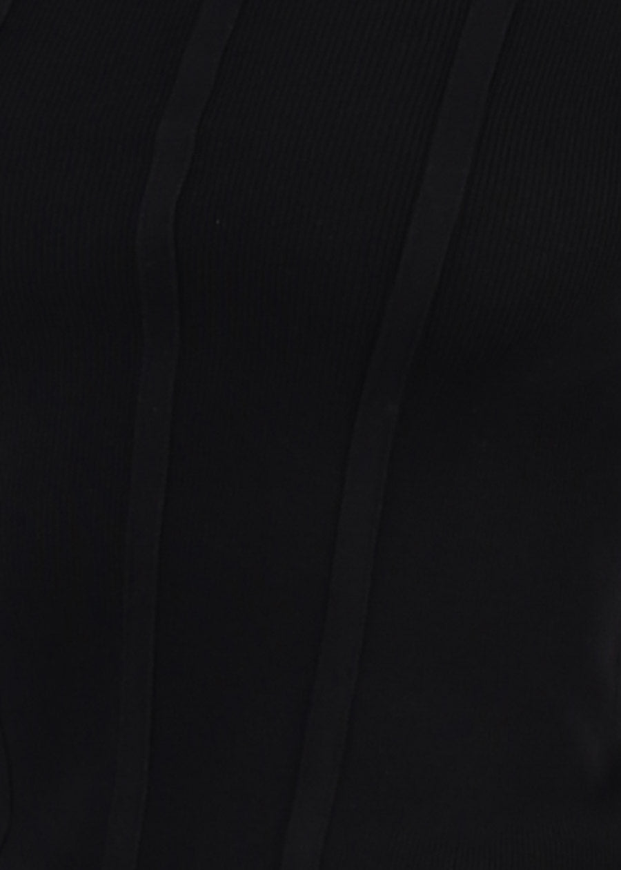 Long Sleeve Square Neck Stretch Sweater Top Black