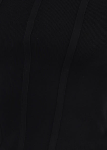 Long Sleeve Square Neck Stretch Sweater Top Black