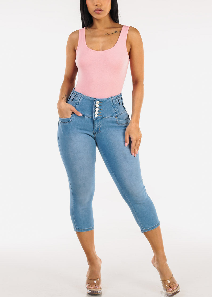 Sleeveless Scoop Neck Stretch Bodysuit Light Pink