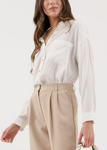 Oversized Long Sleeve Button Up White Blouse