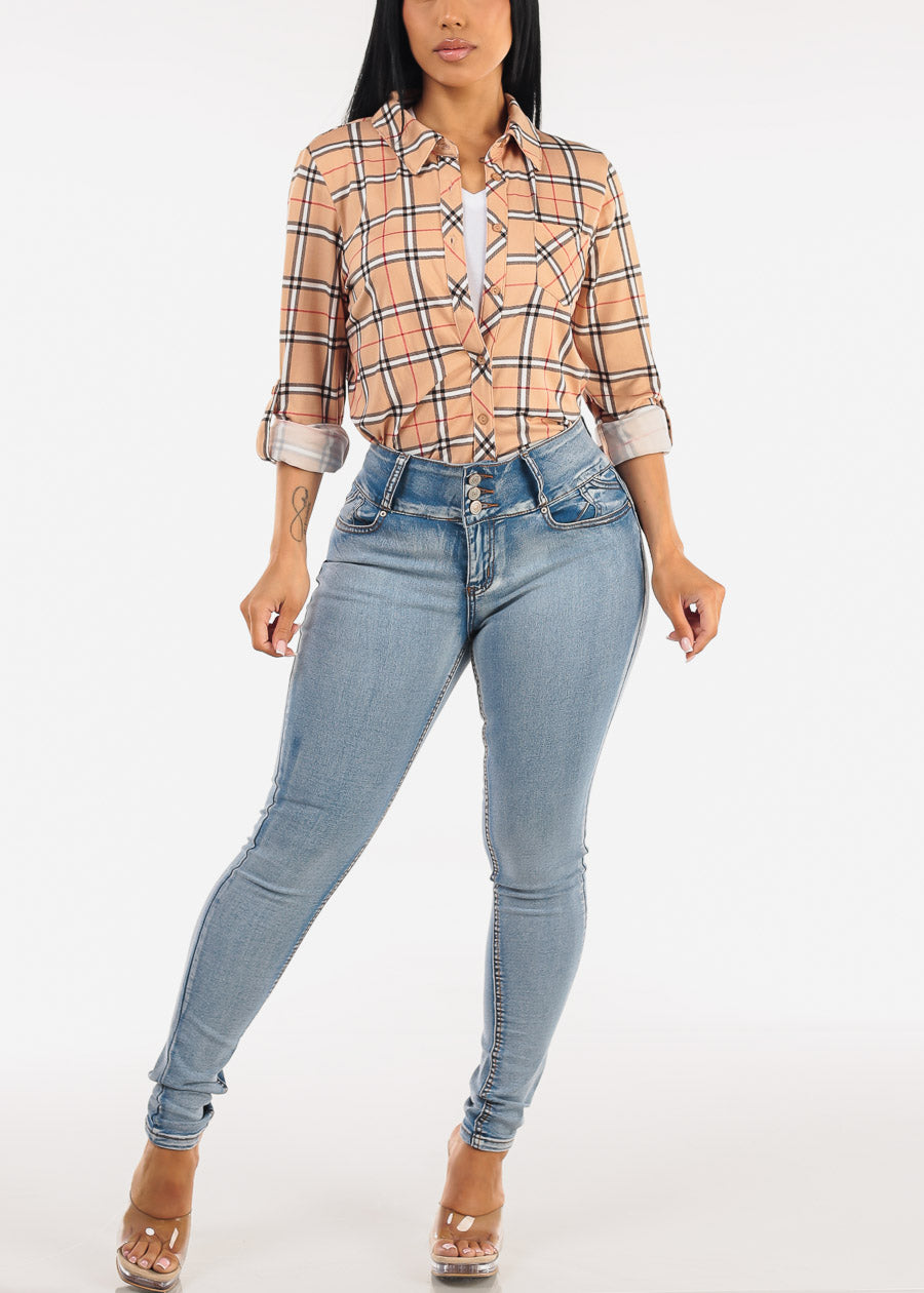 Stretch Short Sleeve Vneck Crop Top White