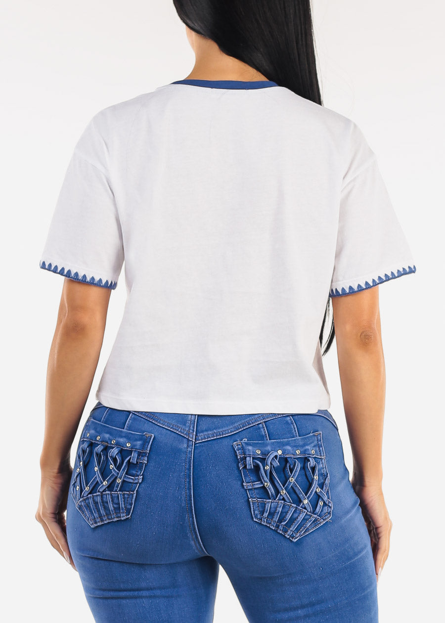 White Cotton Crewneck T-Shirt 
