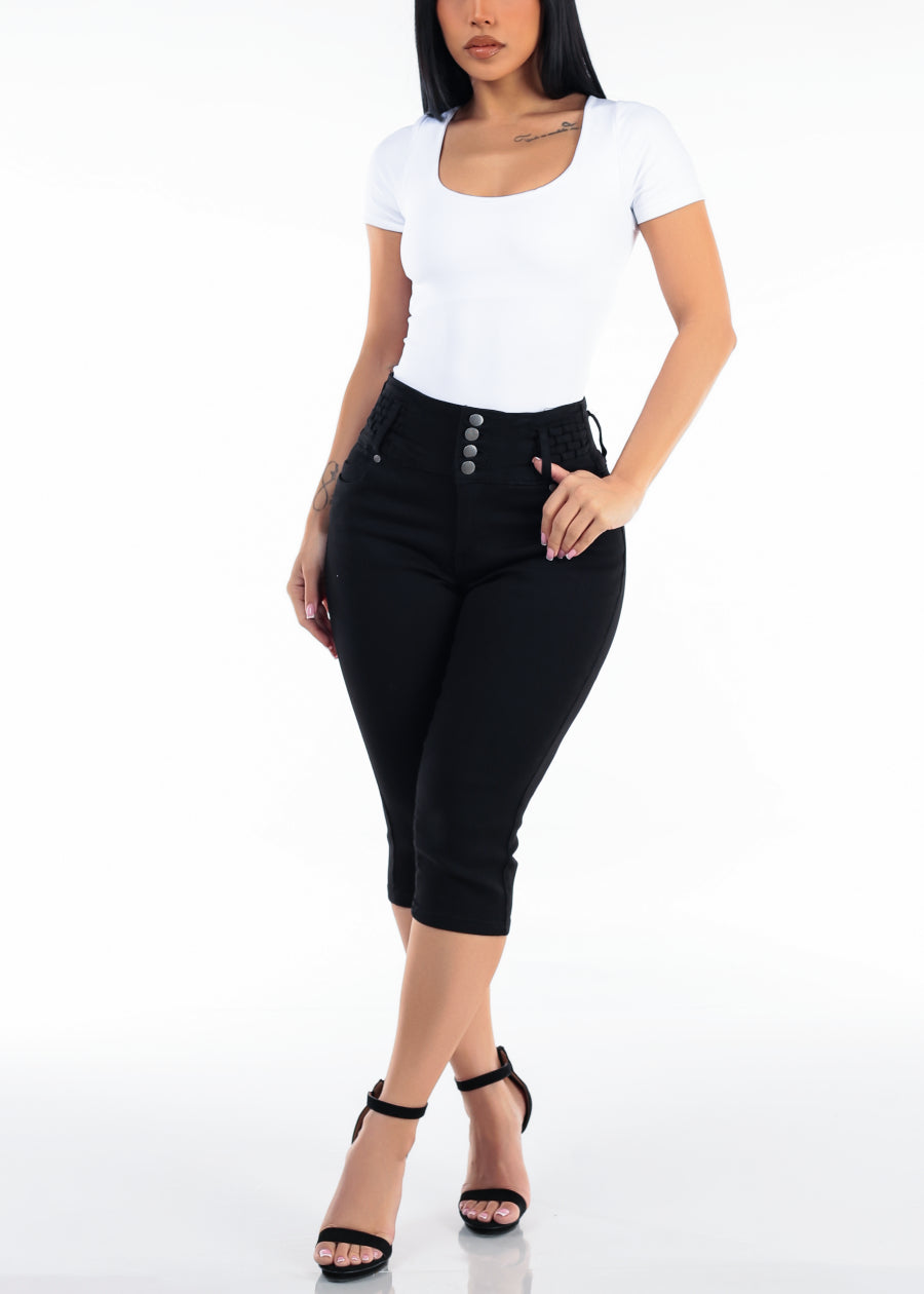 White Short Sleeve Scoop Neck Stretch Bodysuit