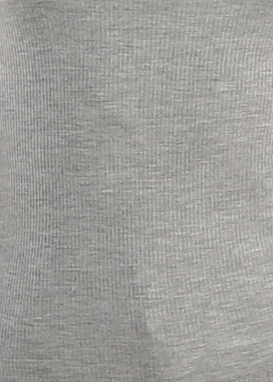 Stretchy Long Sleeve Square Neck Ribbed Top Grey