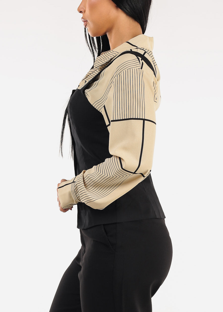 Square Neck Sleeveless Button Down Blouse Black