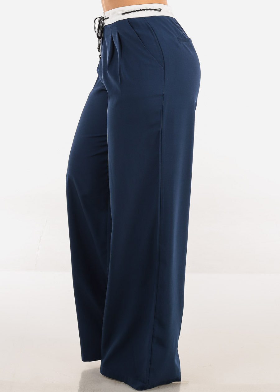 Super High Waist Wide Leg Pants  Navy