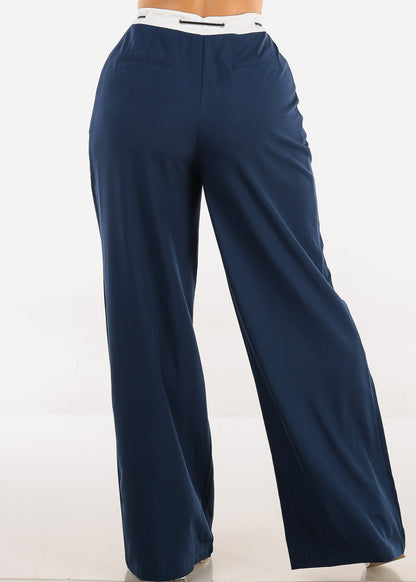 Super High Waist Wide Leg Pants  Navy