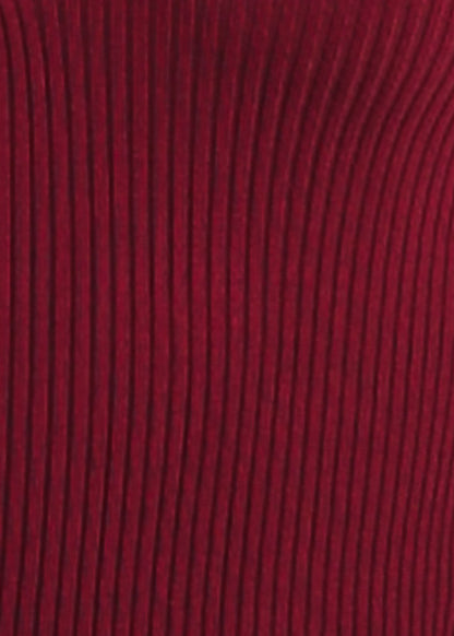 Long Sleeve Collared Rib Knit Sweater Top Burgundy