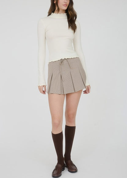 Long Sleeve Mock Neck Stretch Sweater Top Cream