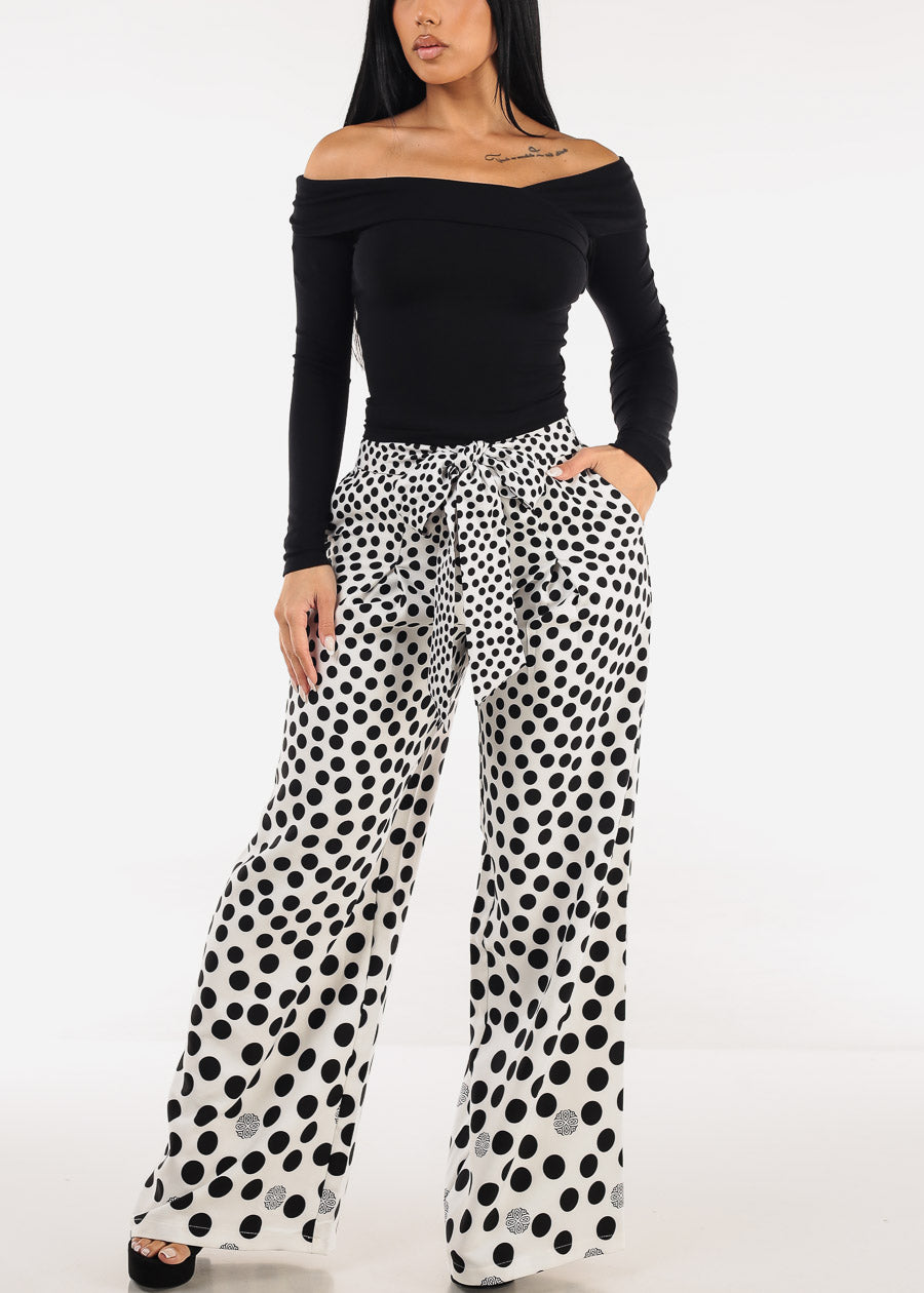 Off Shoulder Long Sleeve Stretch Top Black