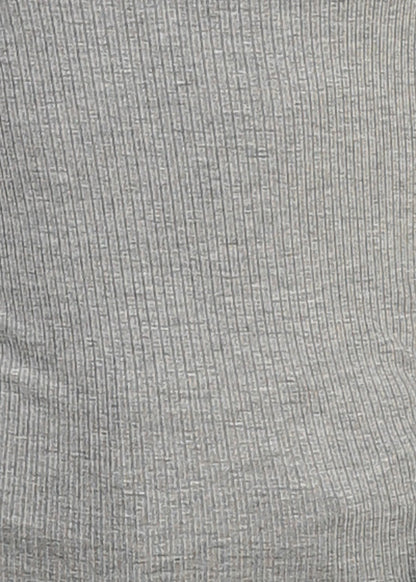 Long Sleeve Round Neck Stretch Ribbed Top Grey