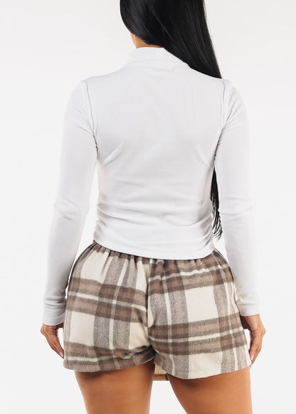 Long Sleeve Turtleneck Stretch Sweater Top White