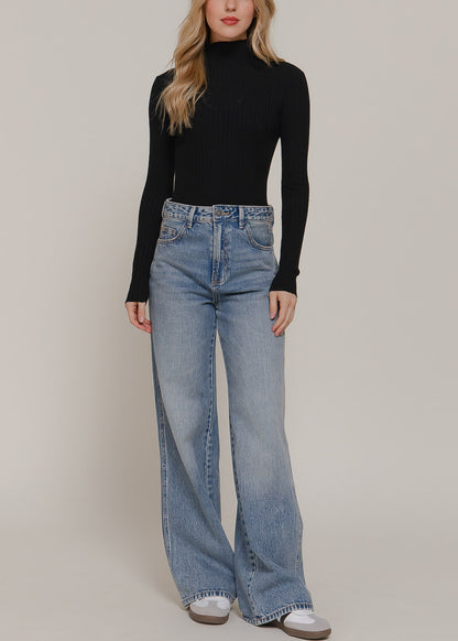 Black Long Sleeve Turtleneck Sweater Bodysuit