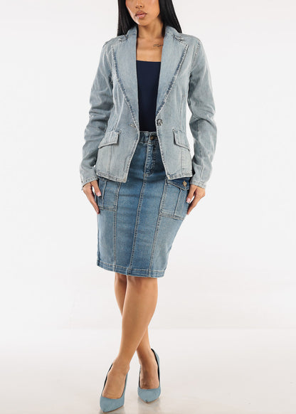 Stretchy Long Sleeve Square Neck Ribbed Top Navy