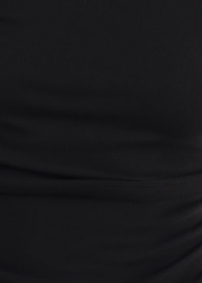 Ruched Off Shoulder Stretch Top Black
