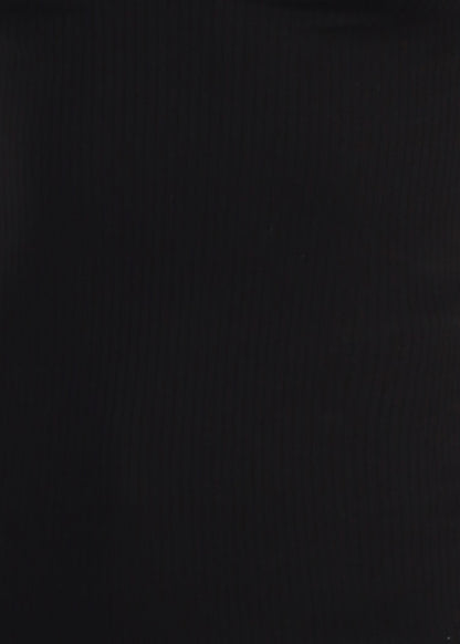 Long Sleeve Round Neck Stretch Ribbed Top Black