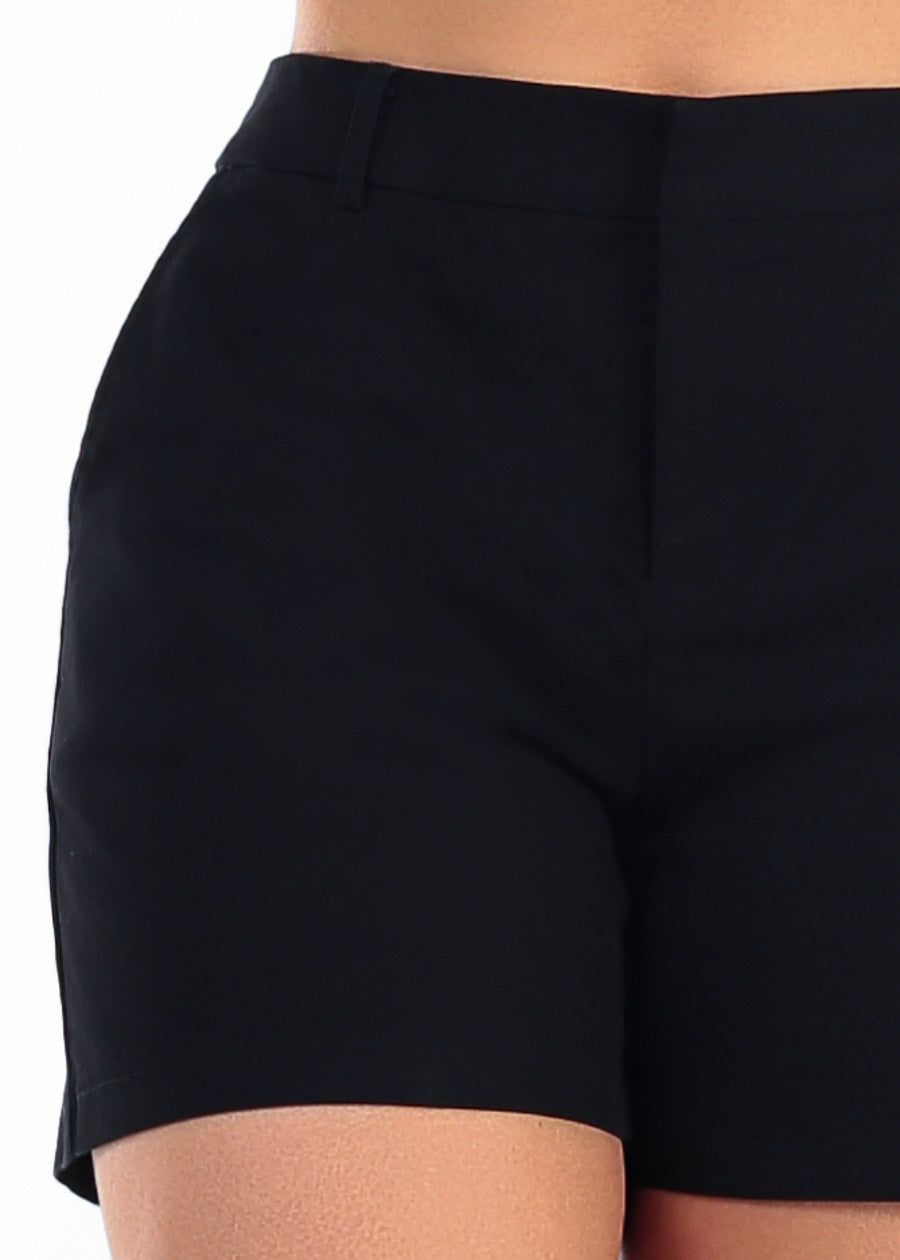 Butt Lift High Waist Mid Thigh Stretch Shorts Black