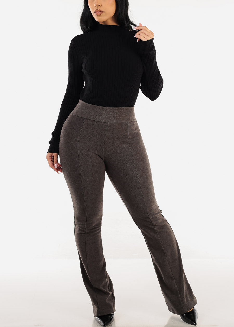 Super High Waist Soft Flared Bootcut Pants Charcoal