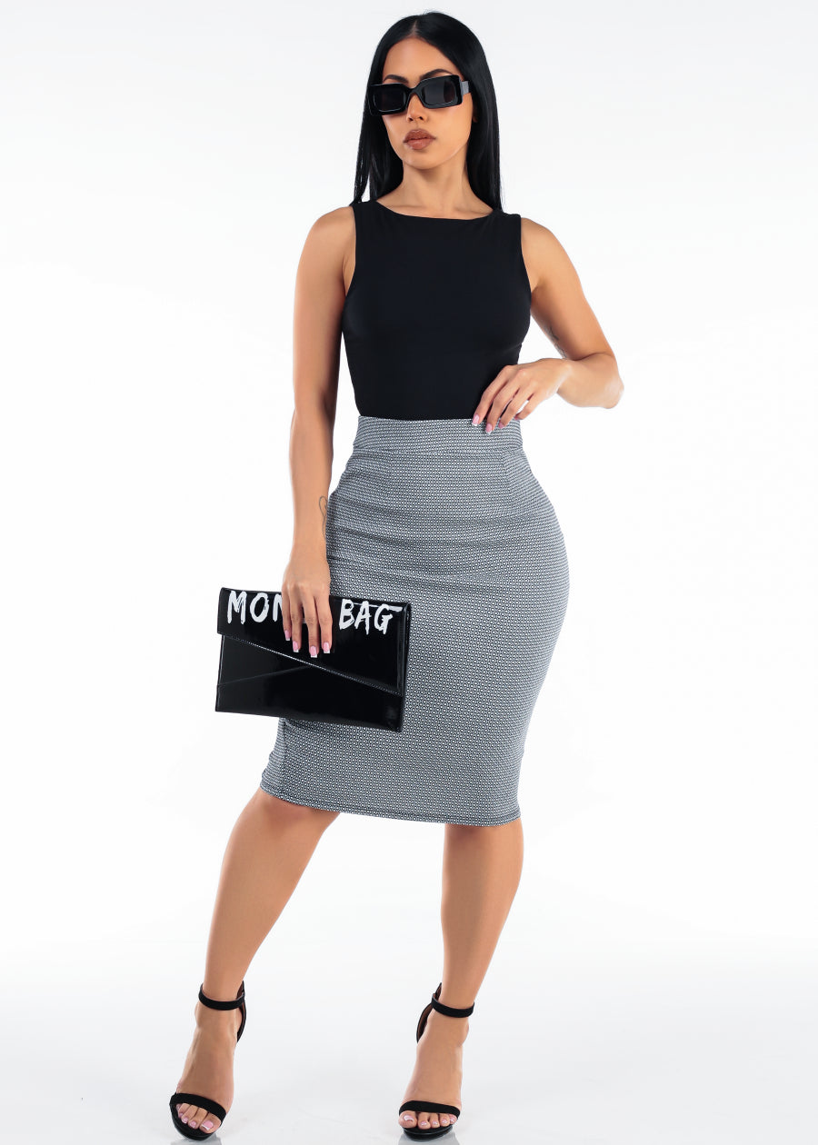 Sleeveless Boat Neckline Stretch Top Black