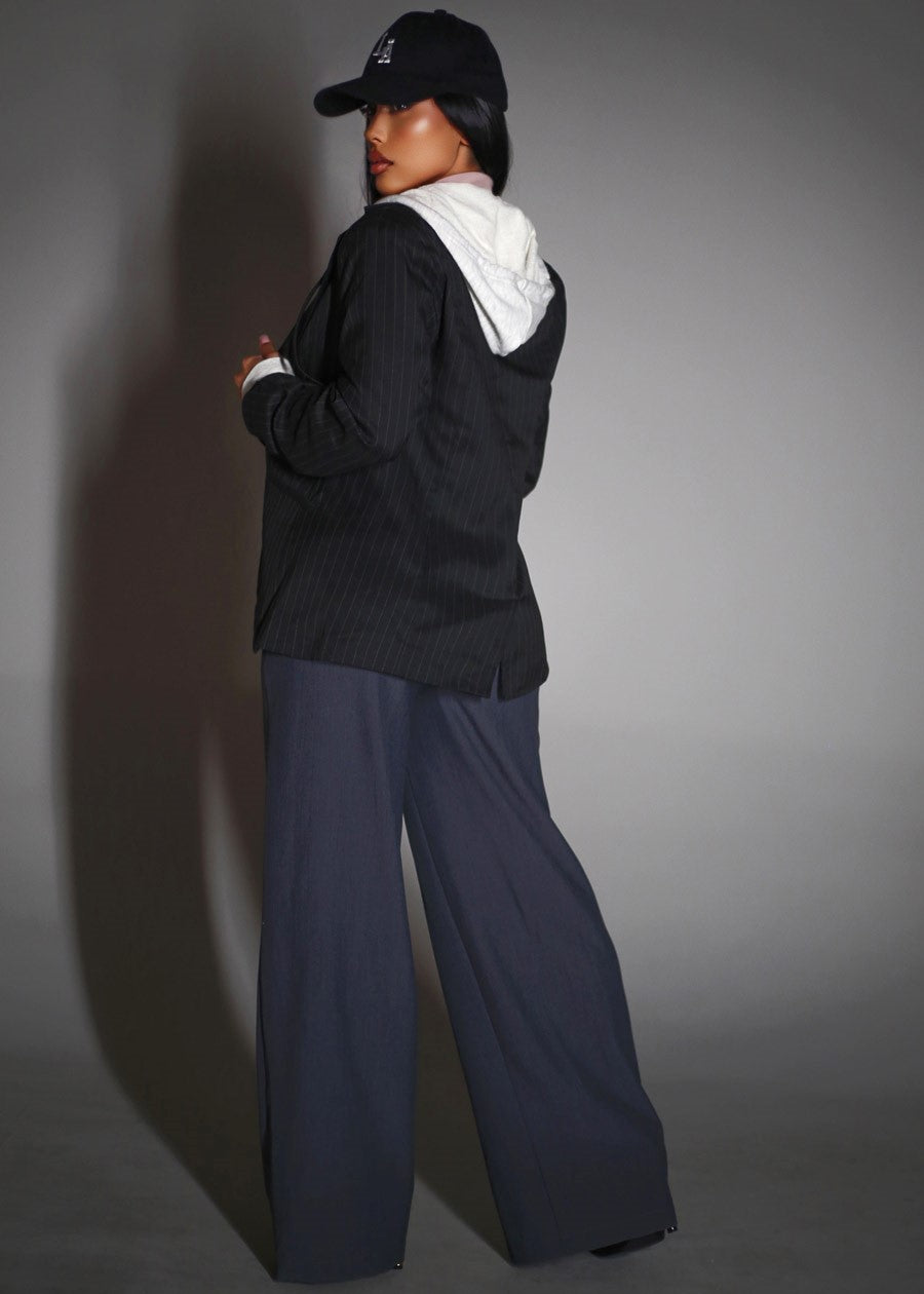 Super High Waist Stretch Wide Leg Dress Pants Grey