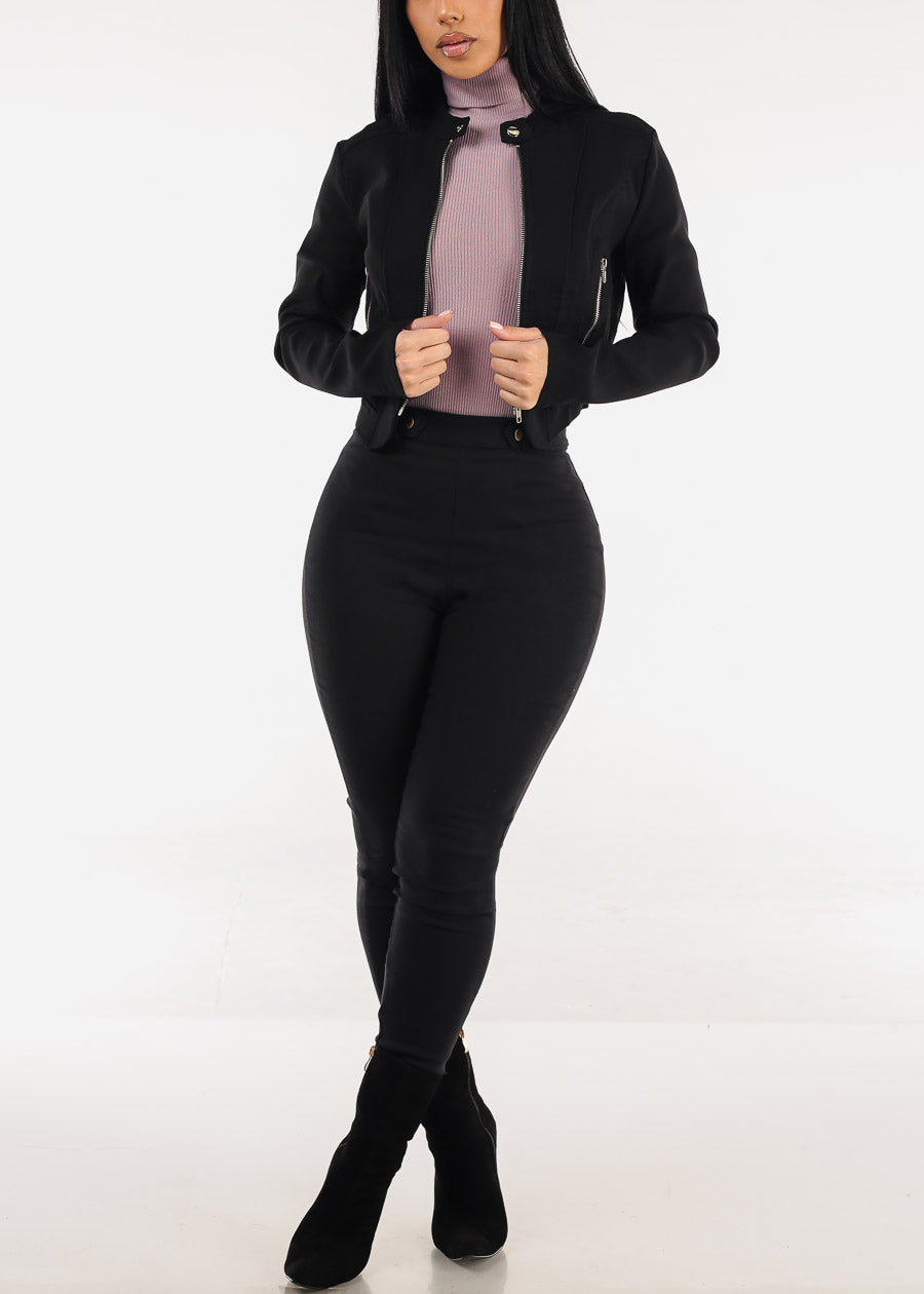 Ribbed Turtleneck Long Sleeve Sweater Bodysuit Dark Lavender