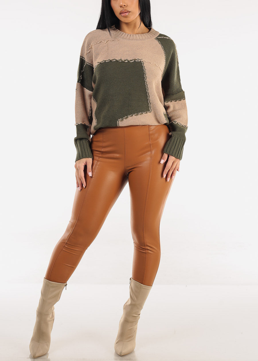 High Waist Vegan Leather Skinny Pants Camel