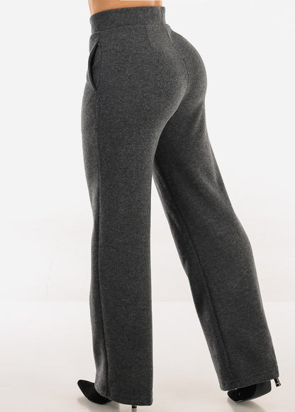 Butt Lift Soft Super High Waist Wide Leg Stretch Pants Charcoal