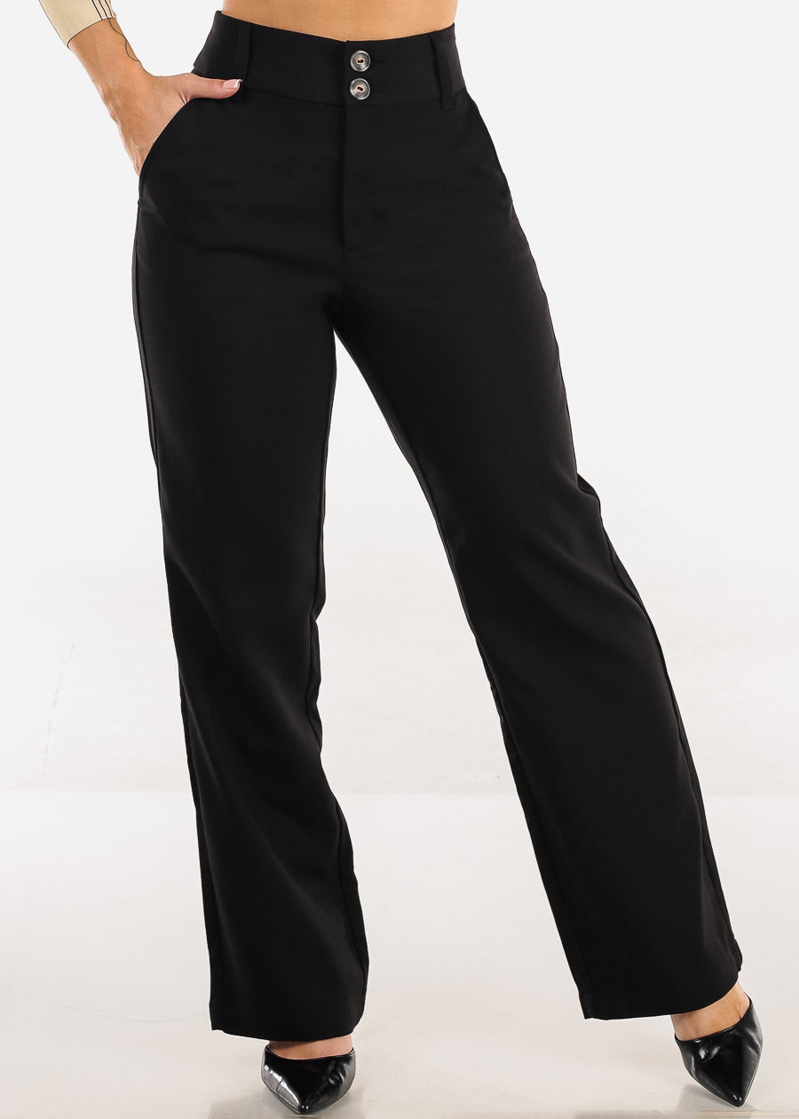 Butt Lift Super High Waisted Bootcut Dress Pants Black