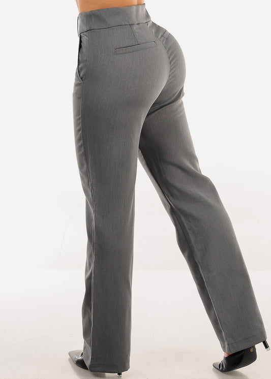 Butt Lift Super High Waisted Bootcut Dress Pants Grey